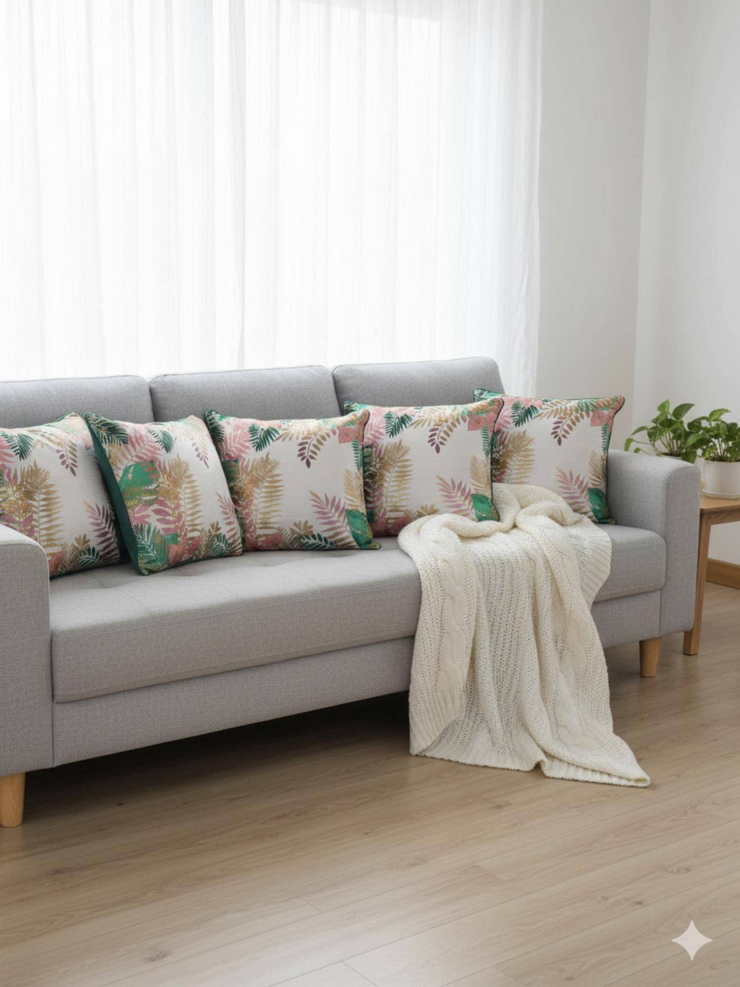 Izaafa Luxe Metallic Tropical Decorative Cushion Covers (18x18 Inches) (Pack of 5)