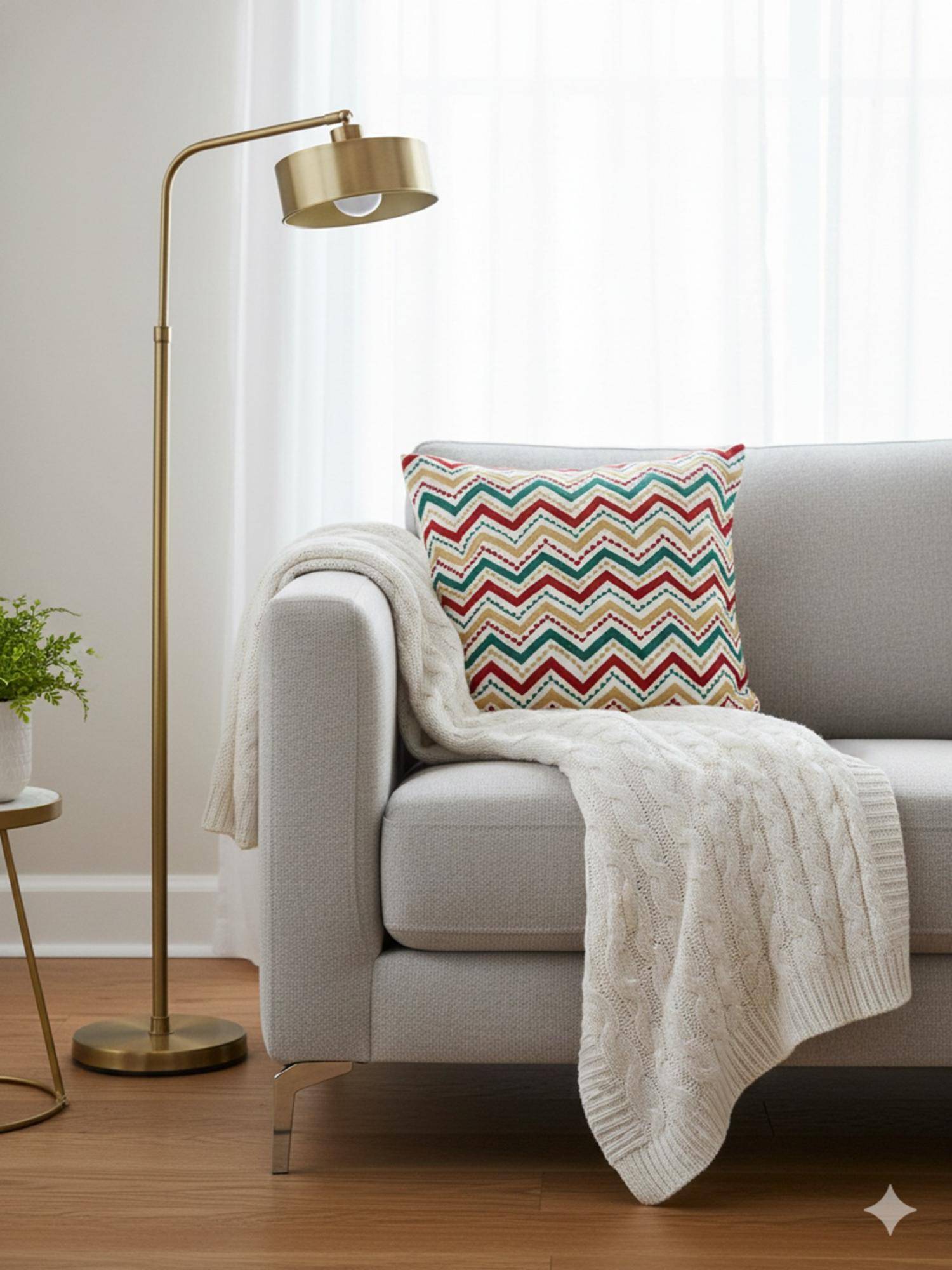 Izaafa Embroidered Chevron Throw Decorative Cushion Cover (18x18 Inches)