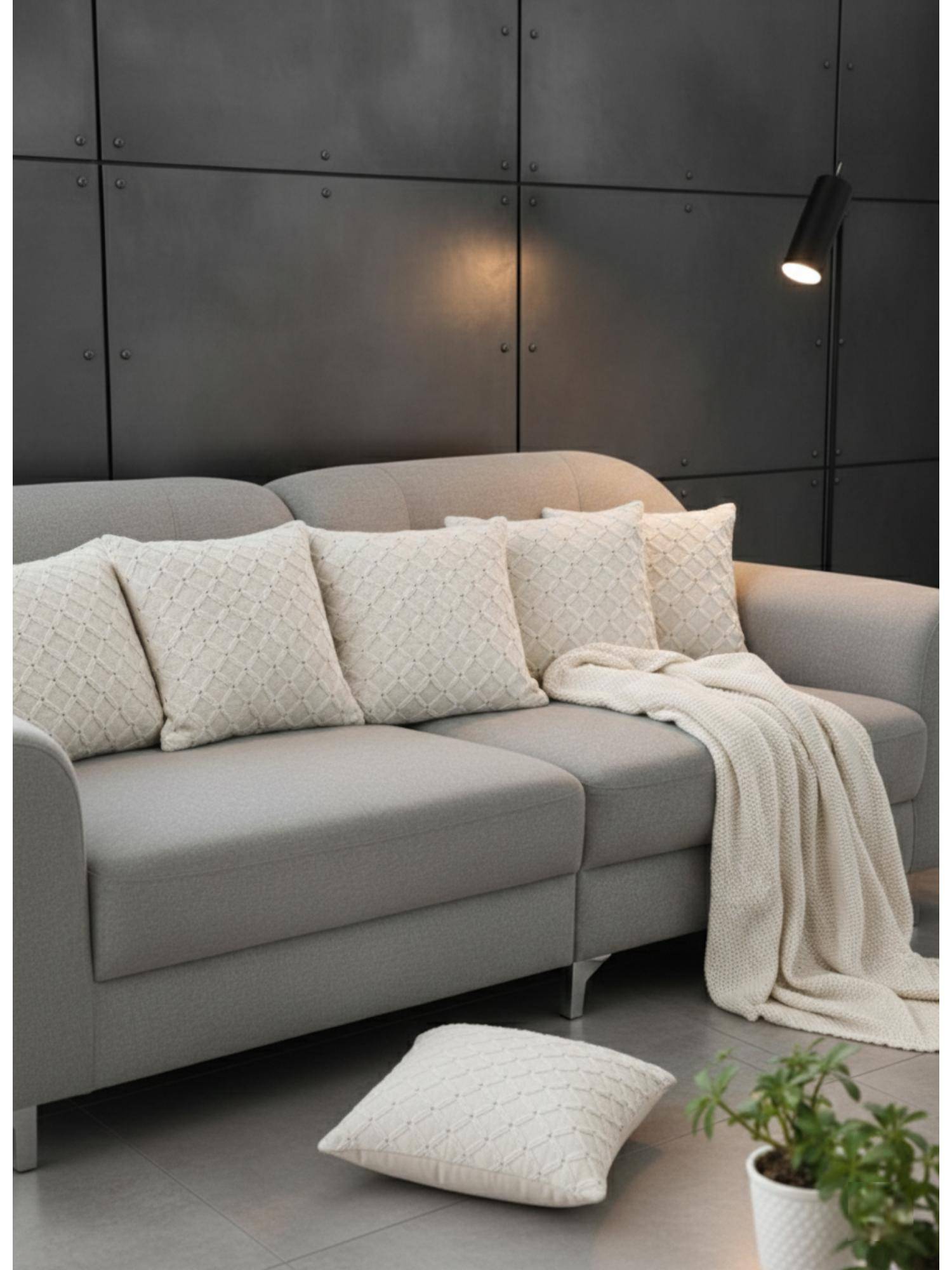 Izaafa Minimalist Diamond Grid Throw Decorative Cushion Covers (18x18 Inches) (Pack of 6)