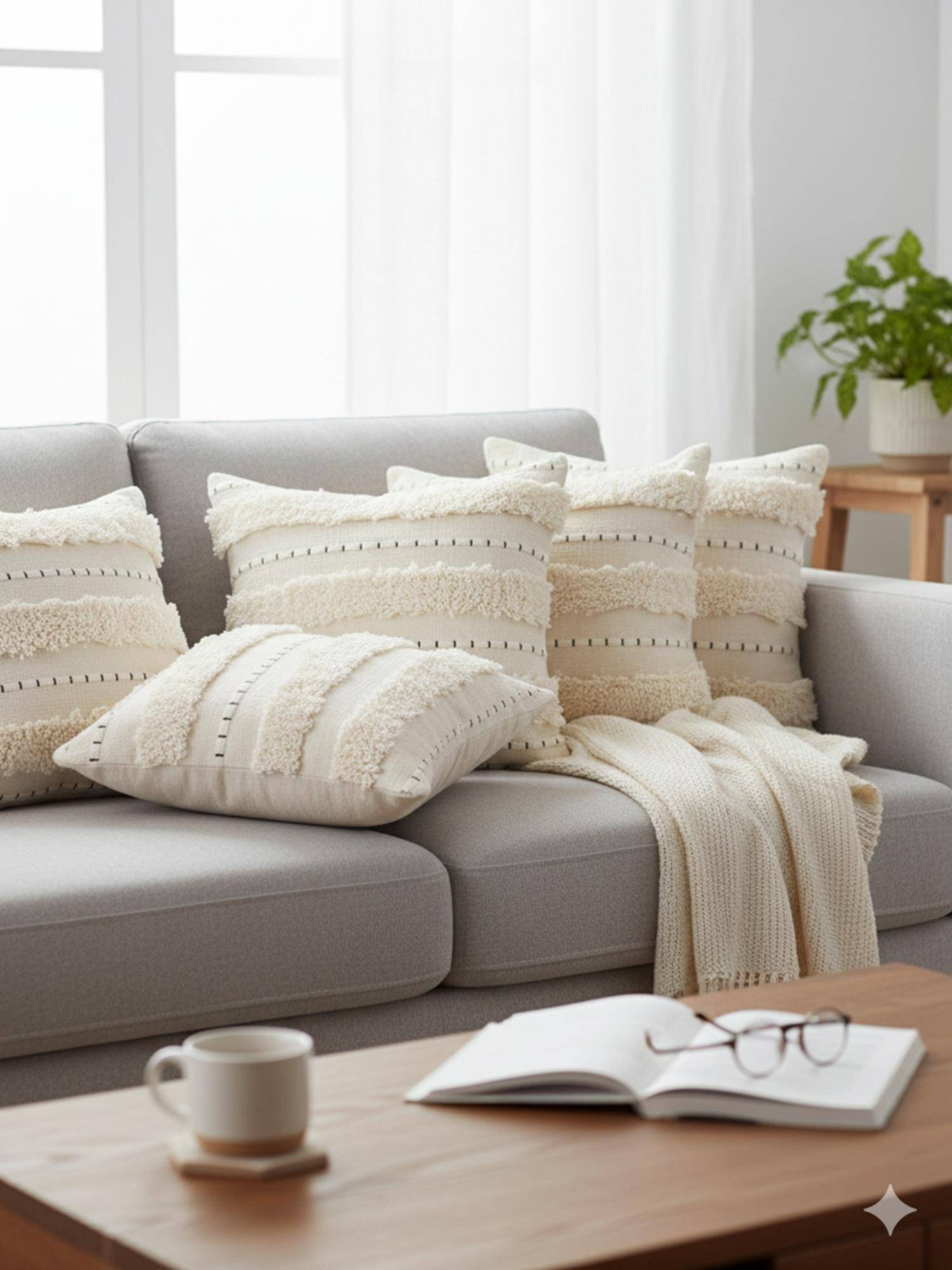 Izaafa High-Texture Boho Throw Decorative Cushion Covers (18x18 Inches) (Pack of 5)