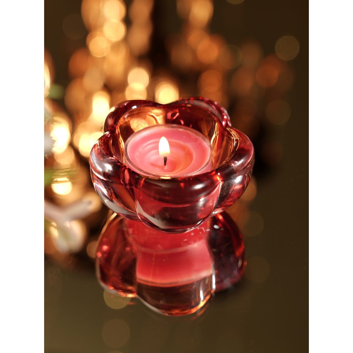 Buy Pure Home + Living Red Glass Flower Shaped Tealight Holders (Pack