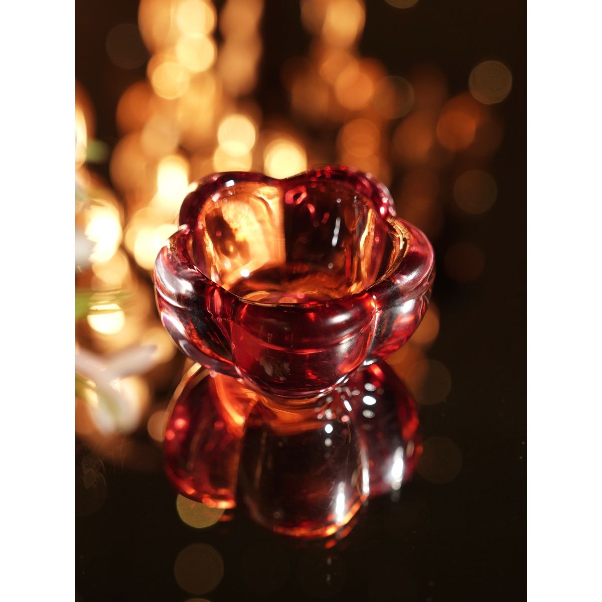 Buy Pure Home + Living Red Glass Flower Shaped Tealight Holders (Pack