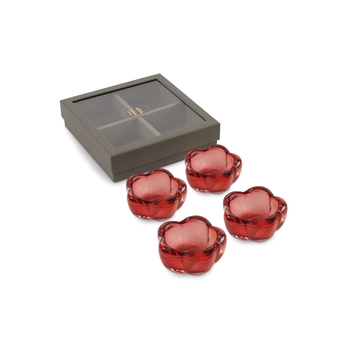 Buy Pure Home + Living Red Glass Flower Shaped Tealight Holders (Pack