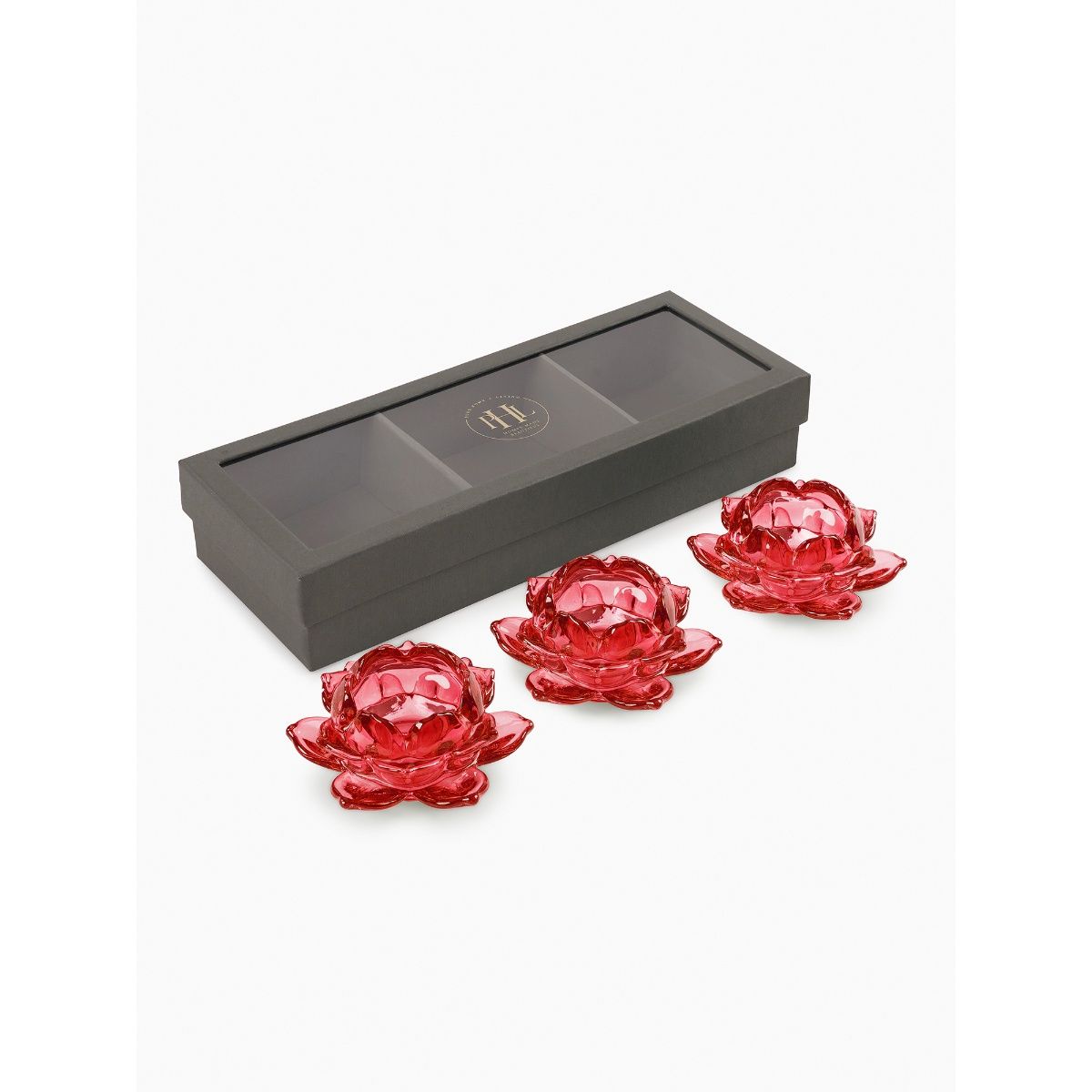 Buy Pure Home + Living Red Glass Lotus Shaped Tealight Holders (Pack of