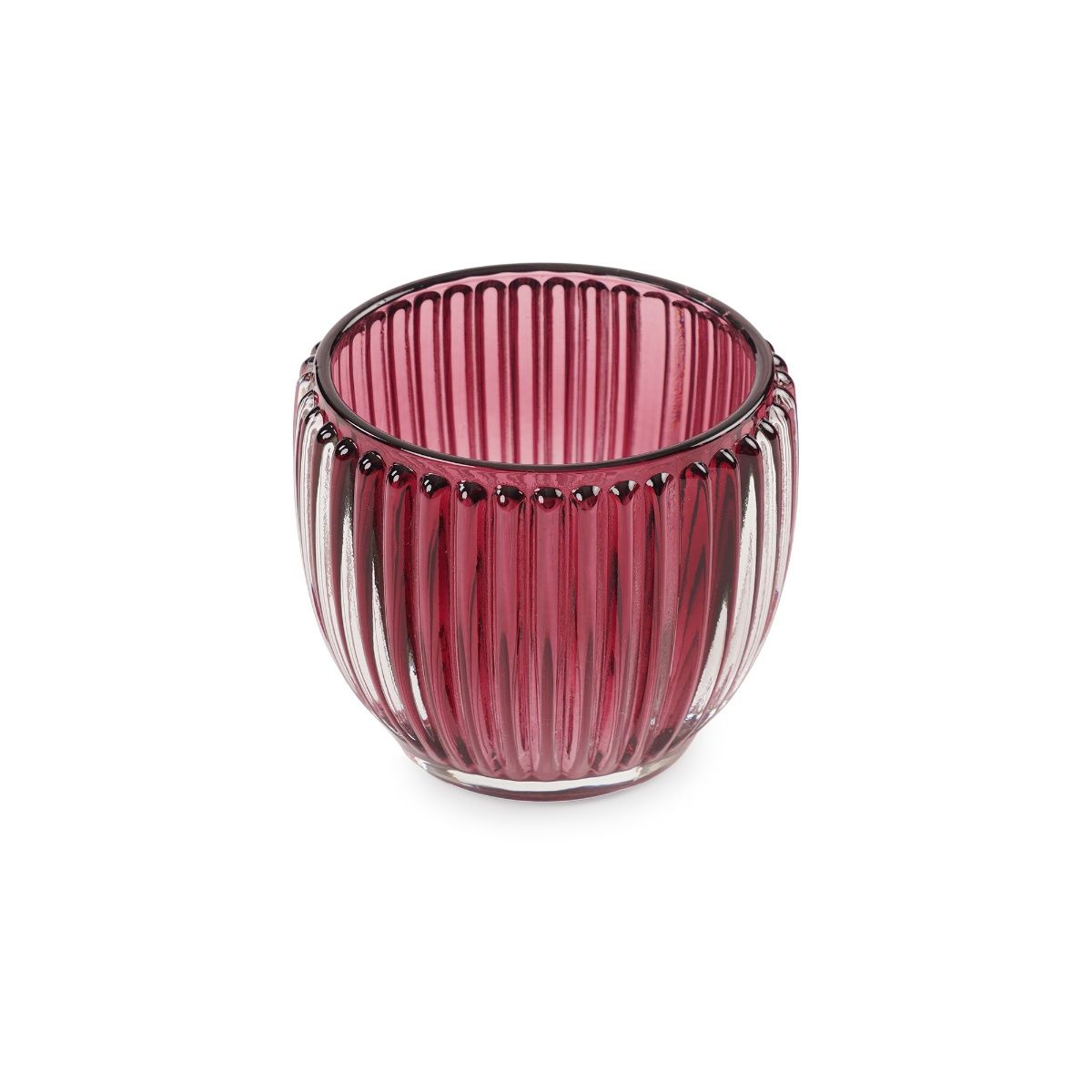 Buy Pure Home + Living Maroon Glass Ribbed Tealight Holders (Pack of 4