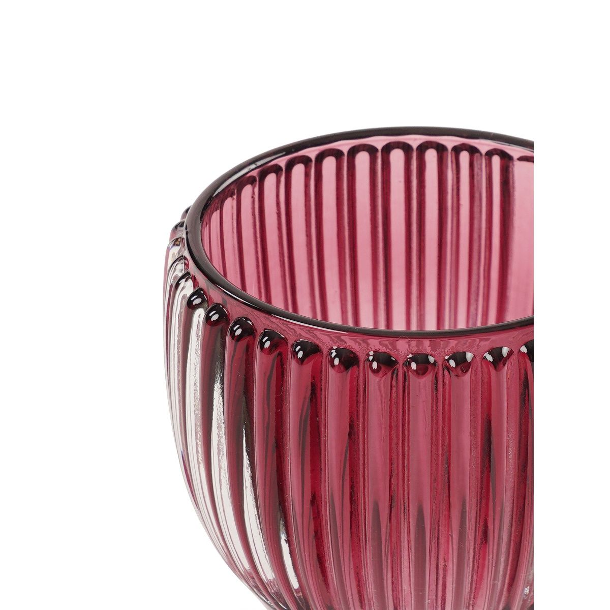 Buy Pure Home + Living Maroon Glass Ribbed Tealight Holders (Pack of 4