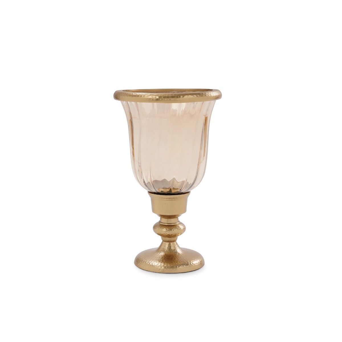 Buy Pure Home + Living Amber & Gold Glass Hammered Hurricane with Stand