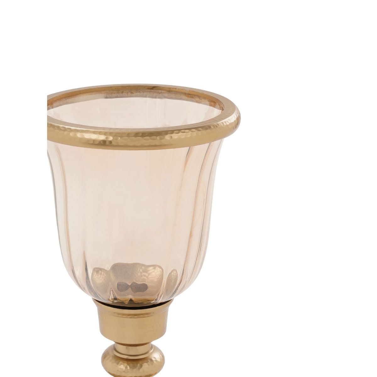 Buy Pure Home + Living Amber & Gold Glass Hammered Hurricane with Stand