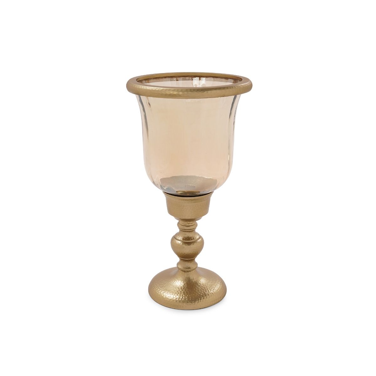 Buy Pure Home + Living Amber & Gold Glass Hurricane Candle Holder Online