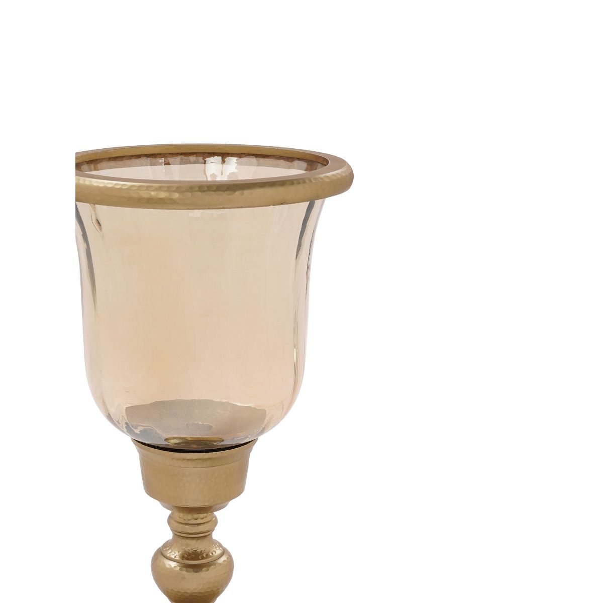 Buy Pure Home + Living Amber & Gold Glass Hurricane Candle Holder Online