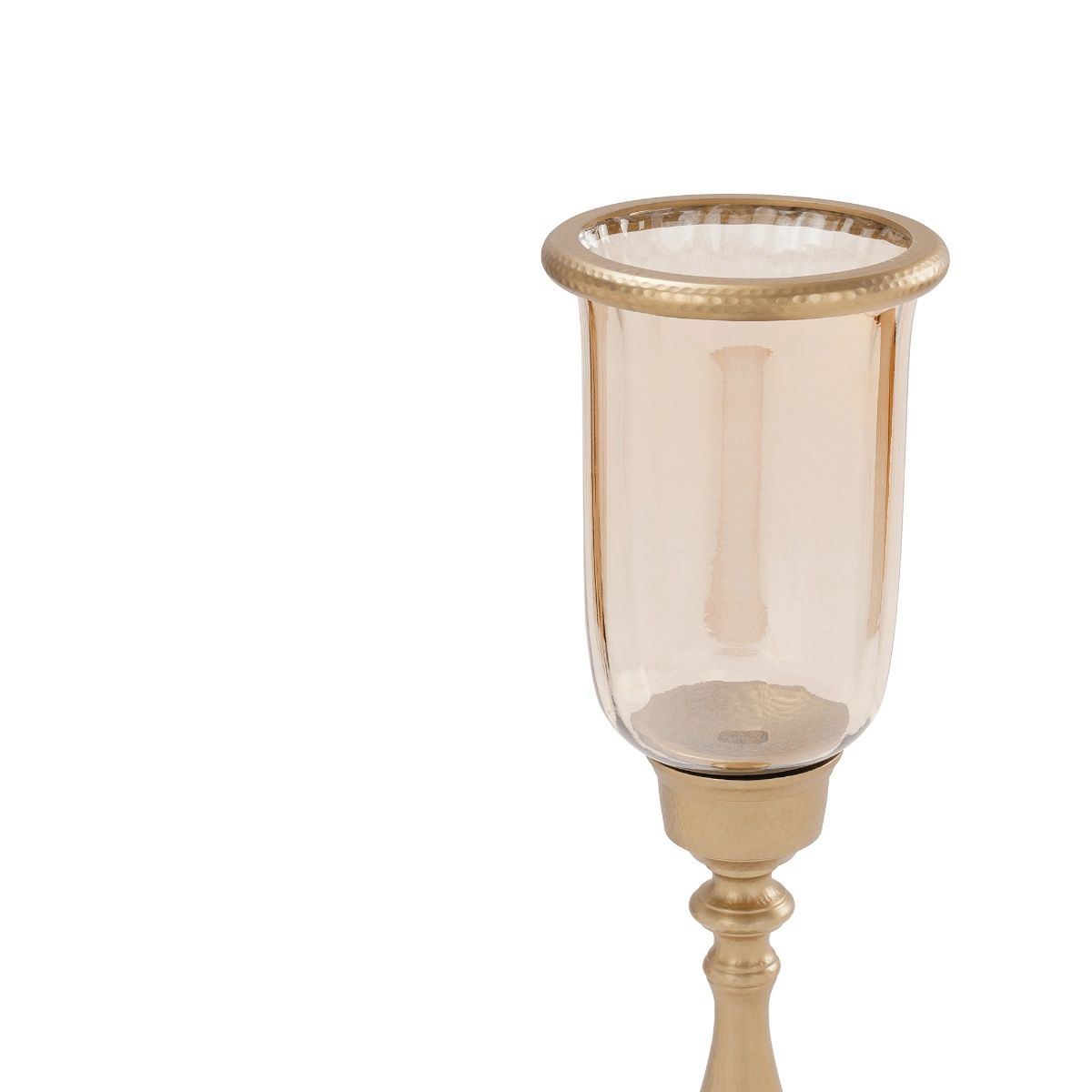 Buy Pure Home + Living Amber & Gold Tall Hammered Glass Hurricane