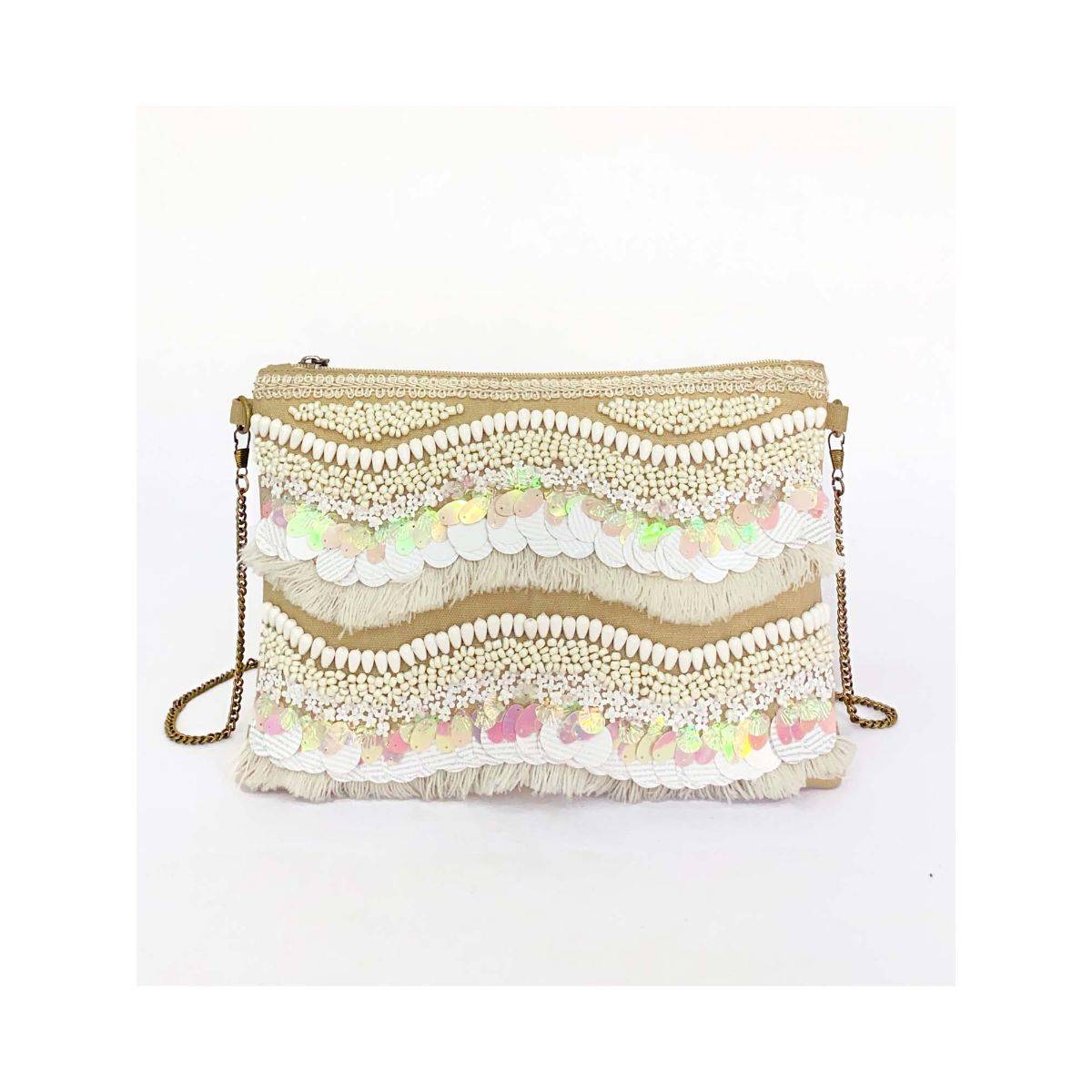 PRAVO Ivory Embellished Sling Bag