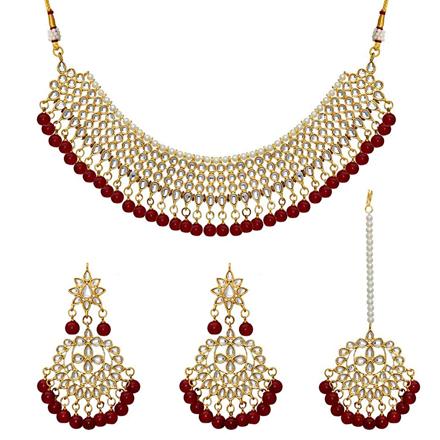 Peora Brass Red Choker Designer Gold 