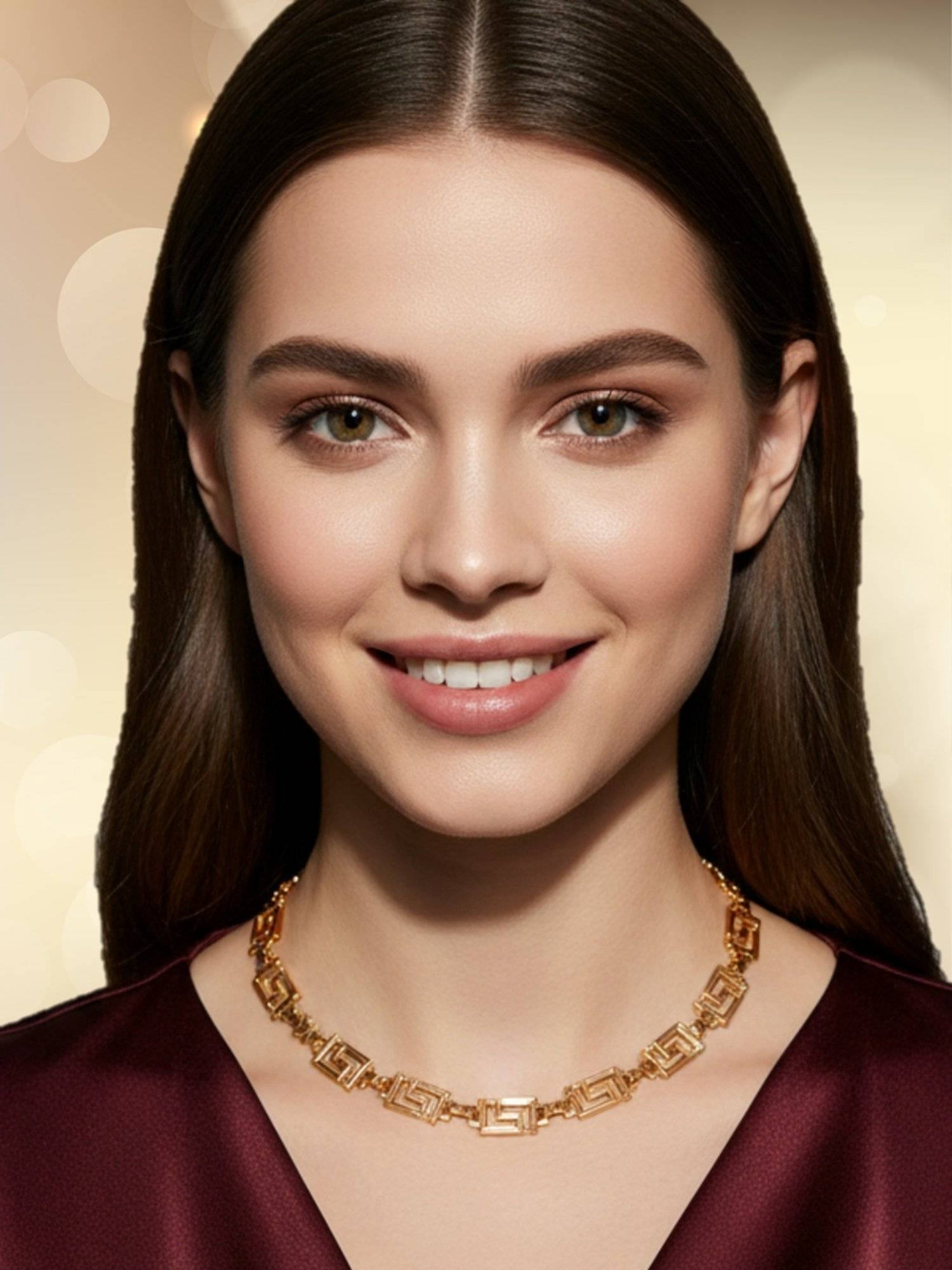OOMPH Gold Tone Geometric Choker Necklace