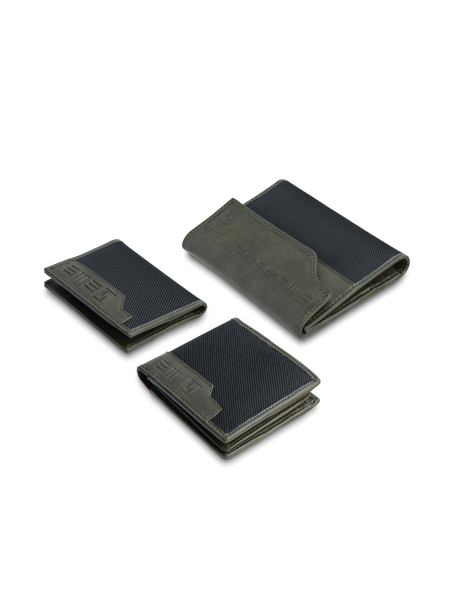 EUME Crest Men Wallet, Passport & Card Holder Accessory Gift - Charcoal Green