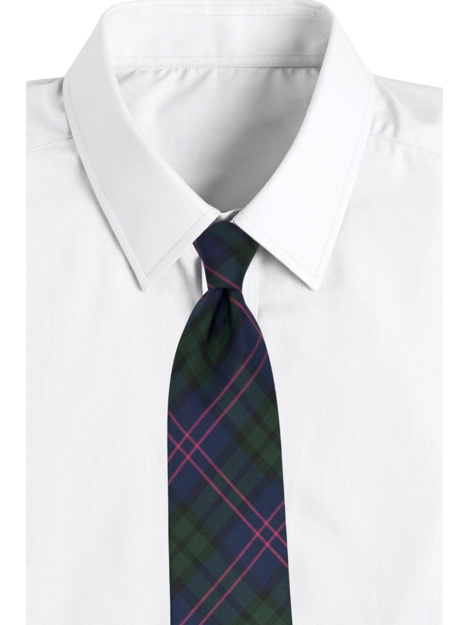 The Tie Hub Navy Green Silk Tie For Men Elegant Tartan Plaid Formal Necktie