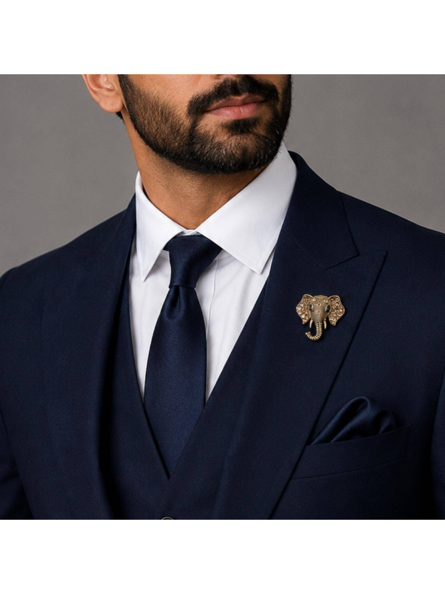 The Tie Hub Mens Gold Brass Elephant Head Lapel Pin