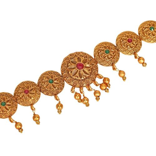 Buy Accessher Gold Plated Red Green Stones Studded Waist Belt Bridal  Kamarbandh Online