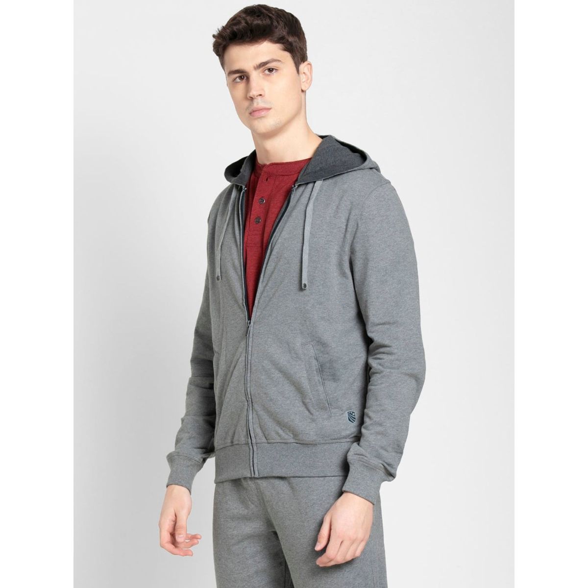 jockey men's cotton zip thru hoodie