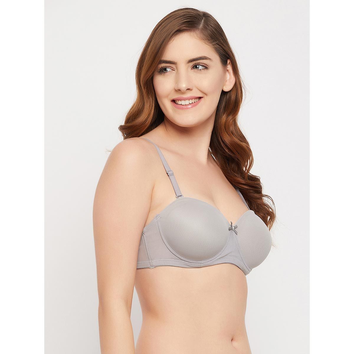 Clovia Padded Underwired Demi Cup Strapless Balconette Bra In Light Grey Buy Clovia Padded 0971