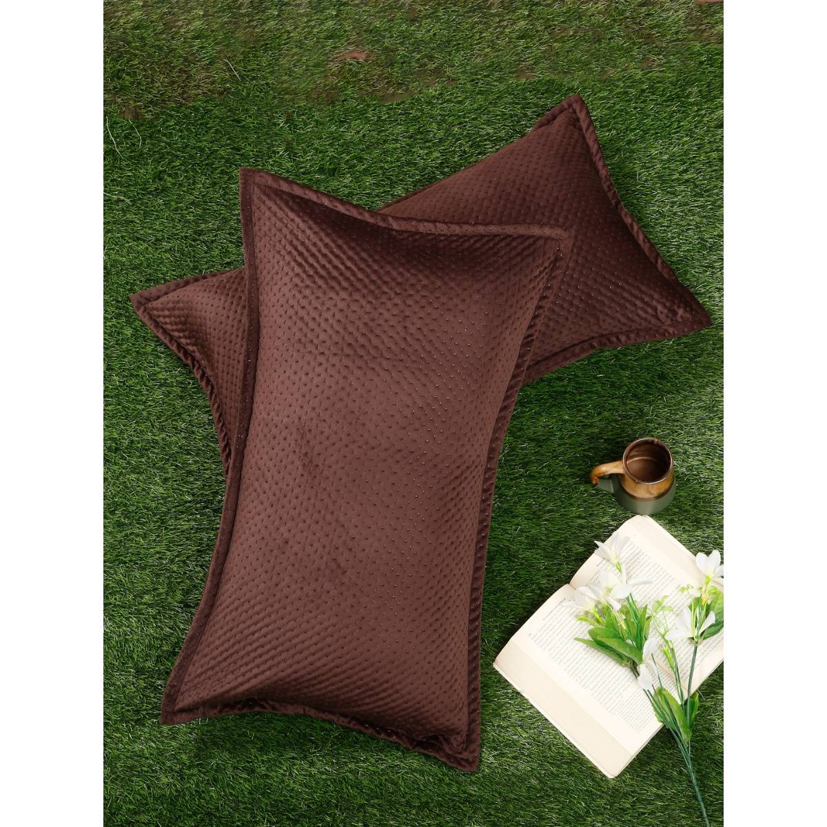 HOSTA HOMES Ultrasonic Polyvelvet Abstract Pillow Covers Brown