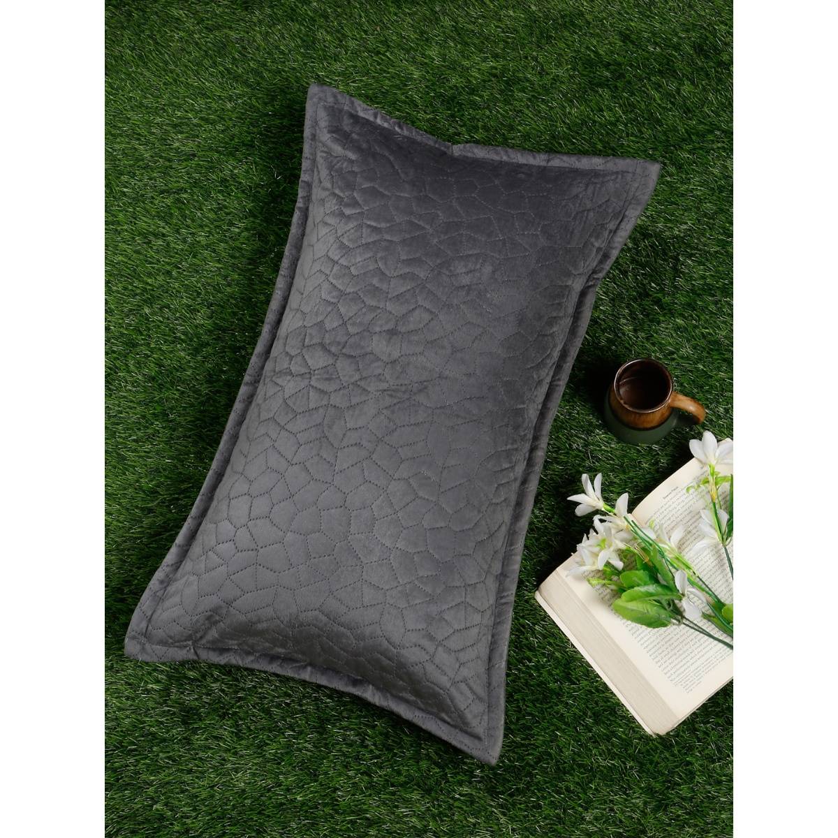 HOSTA HOMES Ultrasonic Polyvelvet Abstract Pillow Covers Grey