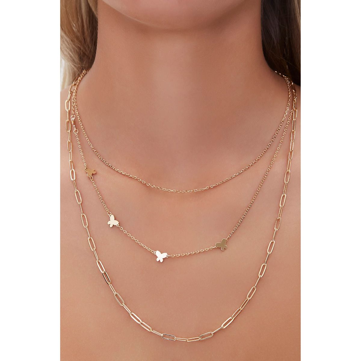 Gold Diamante Butterfly Necklace & Earring Set - Lovisa