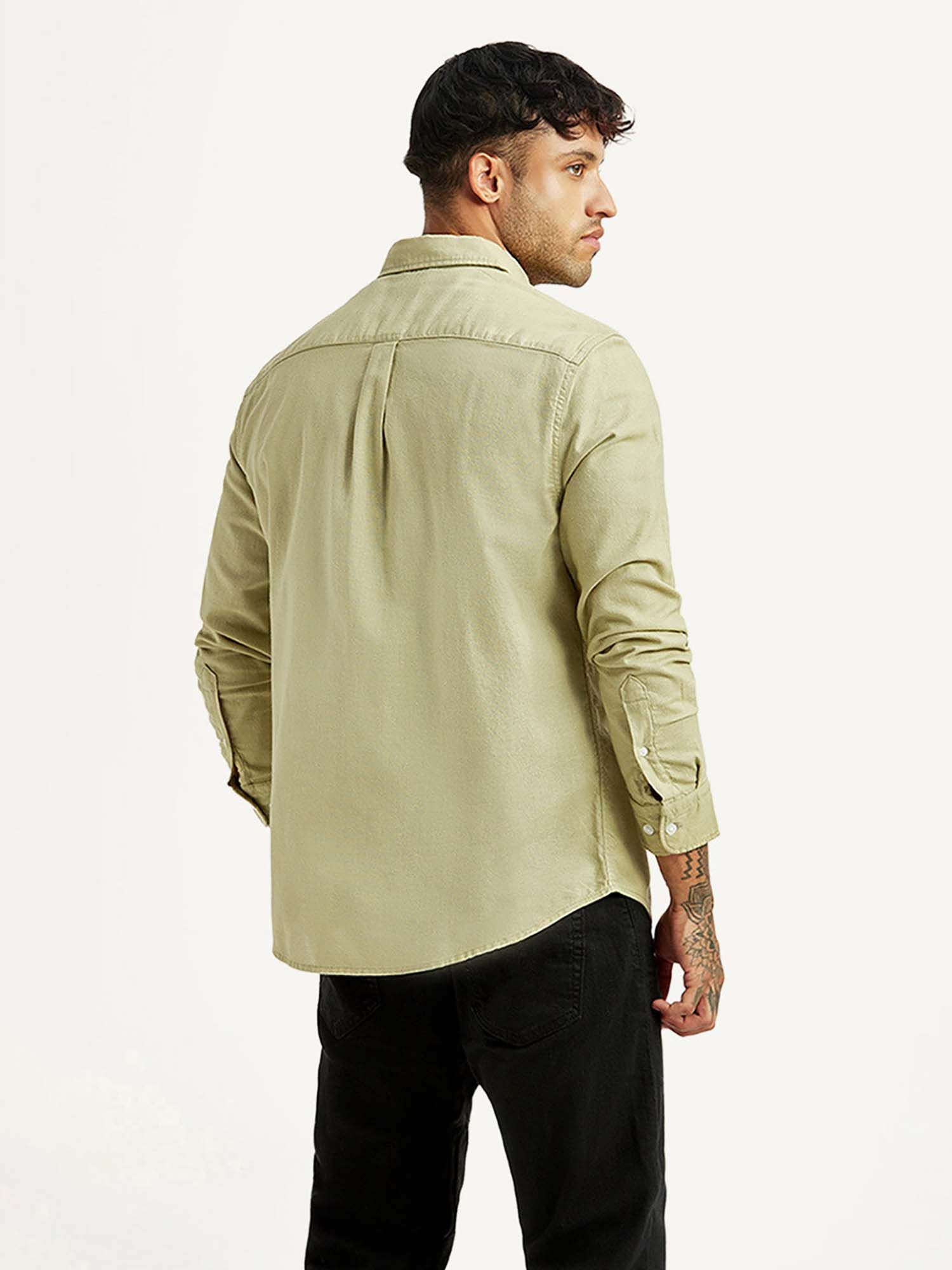 Buy Levi's Olive Solid Regular Slim Fit Shirt Online