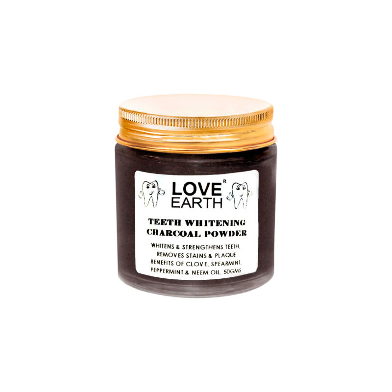 Love Earth Charcoal Teeth Whitening Powder for Teeth Whitening with Peppermint & Neem Oil