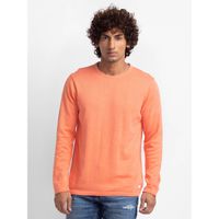 Spykar Sulphur Yellow Cotton Full Sleeve Casual Sweater For Men