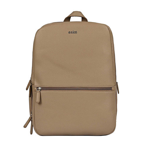 Buy Eske Turner Beige Solid Vegan Leather Laptop Backpack Fits