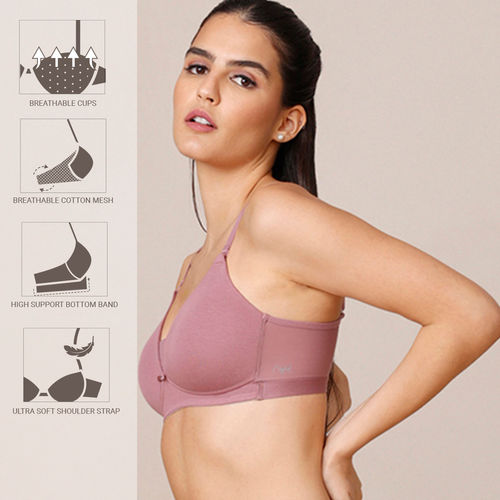 Buy Nykd by Nykaa Breathe Cotton Padded Wireless T-Shirt Bra 3/4th Coverage  - S Blue NYB198 online