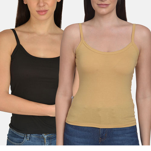Buy Mod & Shy Pack of 2 Women Solid Camisole - Multi-Color online