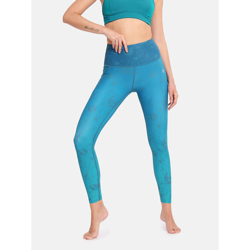 Buy Cultsport Blue Floral Ombre Yoga Sea Green Polyester Tights with Side  Pocket Online