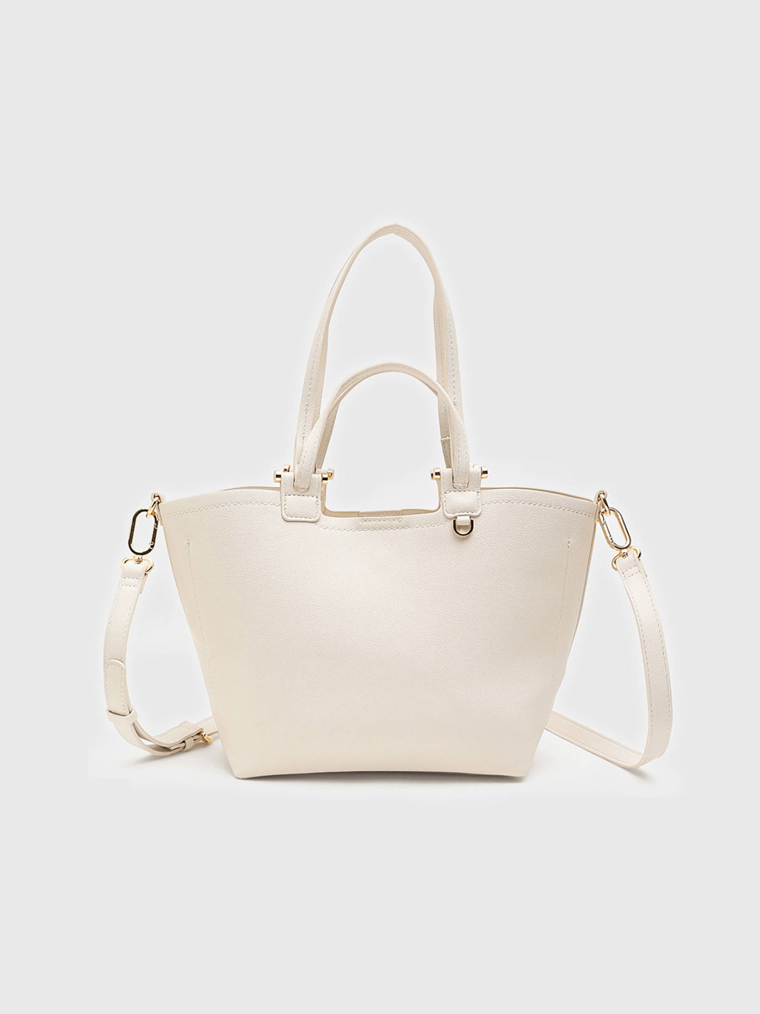 CARPISA ITALIA Women Mimosa White Tote Bag with Detachable Strap (M)
