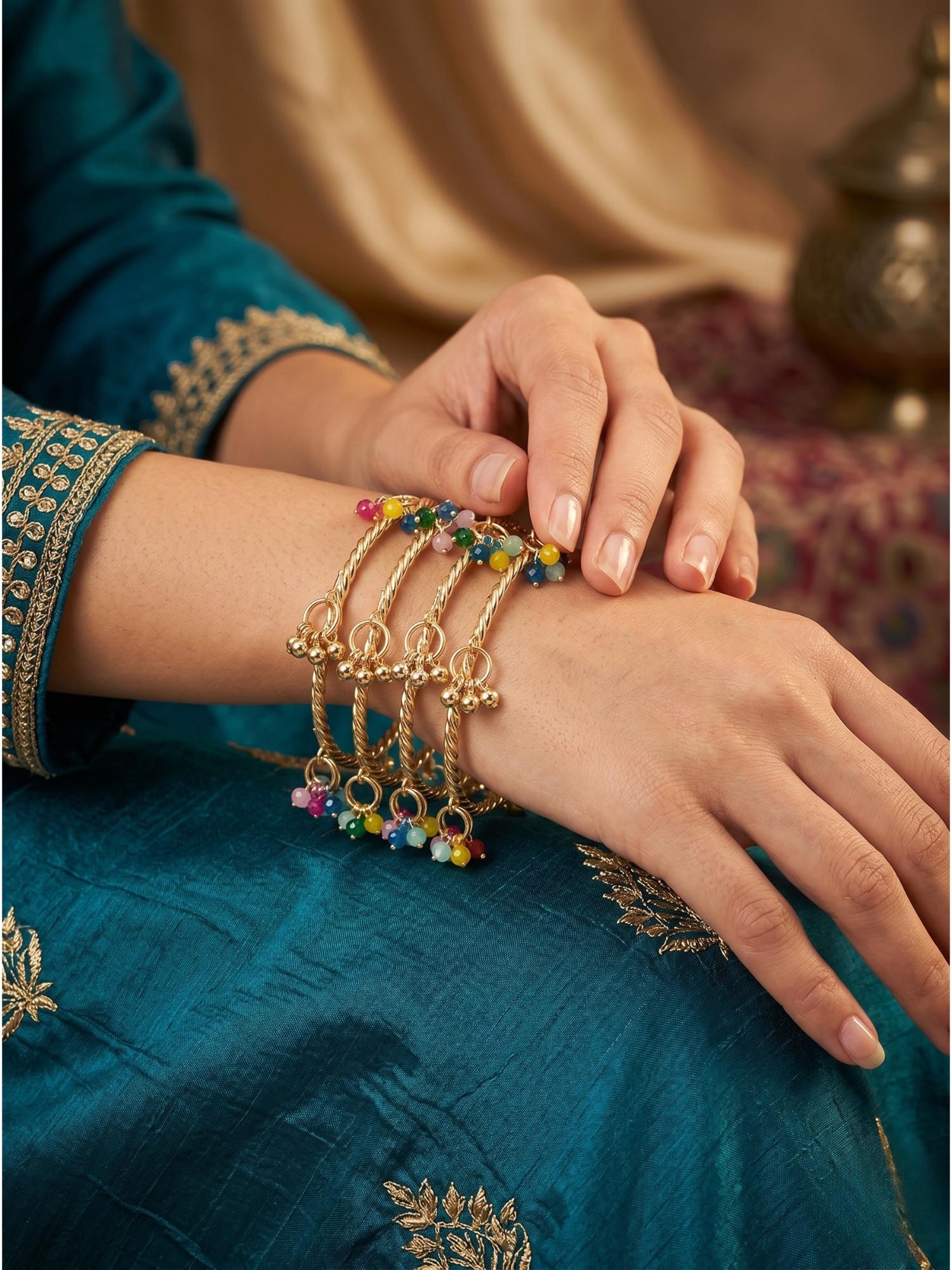 Buy Adwitiya Womens Kashmiri Twisted Bangles with Multi-Color