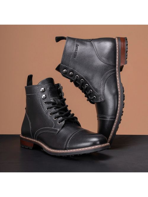 Buy Red Tape Mens Solid Black Ankle Length Boots Online
