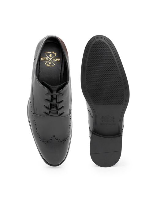 Buy Red Tape Mens Solid Black Derby Shoes Online