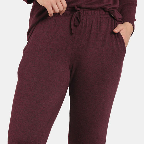 Zivame Light Jaspe Knit Poly Loungewear Set - Alexandrite