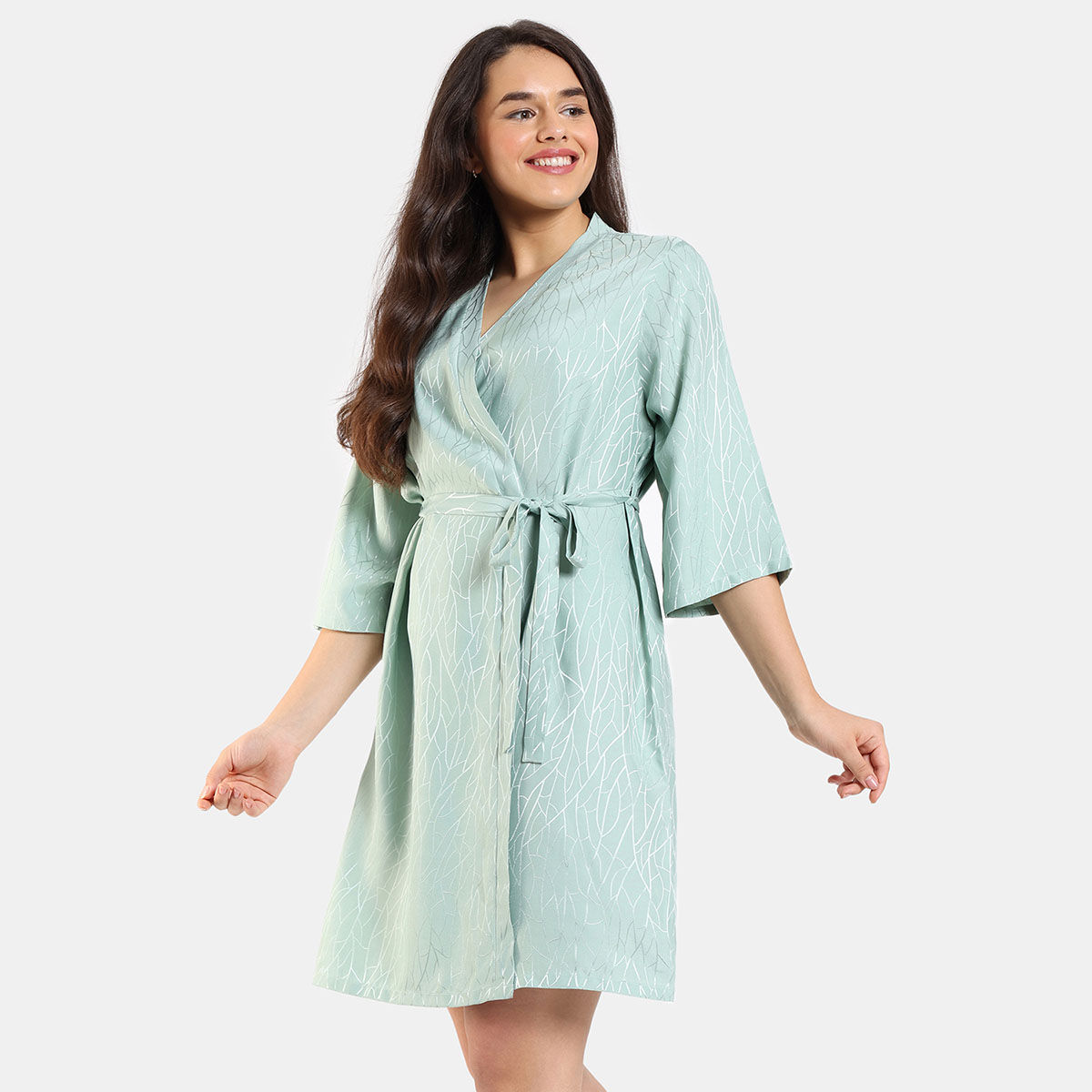 Buy Zivame Coral Glaze Woven Robe - Granite Green (Set of 2) Online