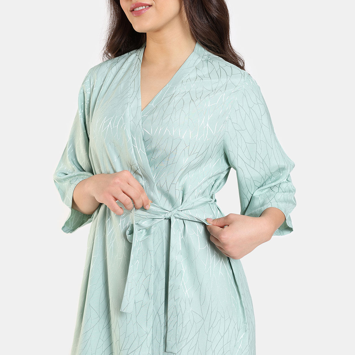 Buy Zivame Coral Glaze Woven Robe - Granite Green (Set of 2) Online