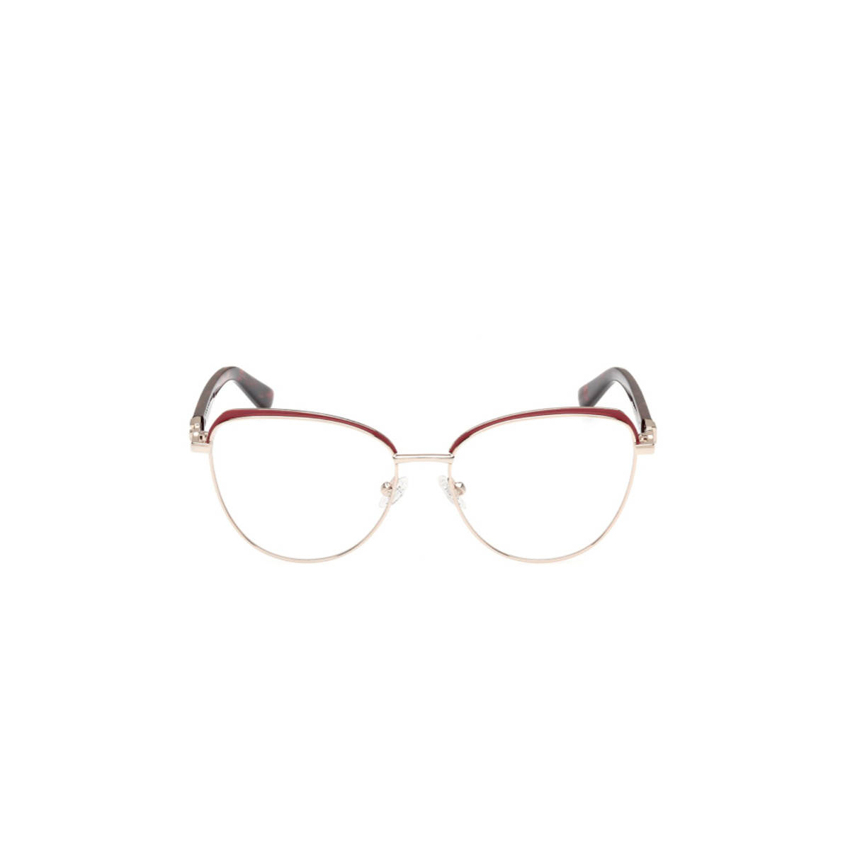 Guess Eyewear for Women with Shiny Light Gold-Burgundy Stainless Steel Frame (53)