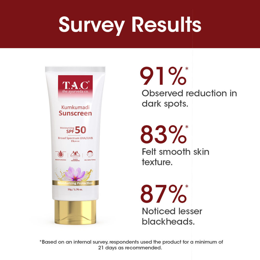 TAC The Ayurveda Co. Kumkumadi Sunscreen SPF 50 With Saffron UVA/UVB, Sun Protection, All Skin