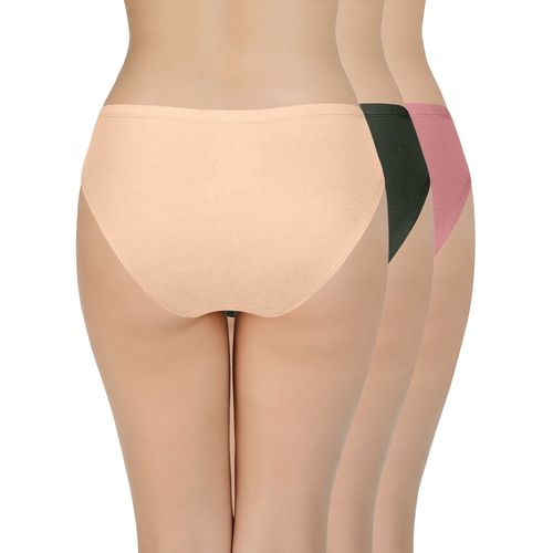 Buy Amante Solid Mid Rise Inner Elastic Bikini Panties Assorted (Pack of 3)  Online