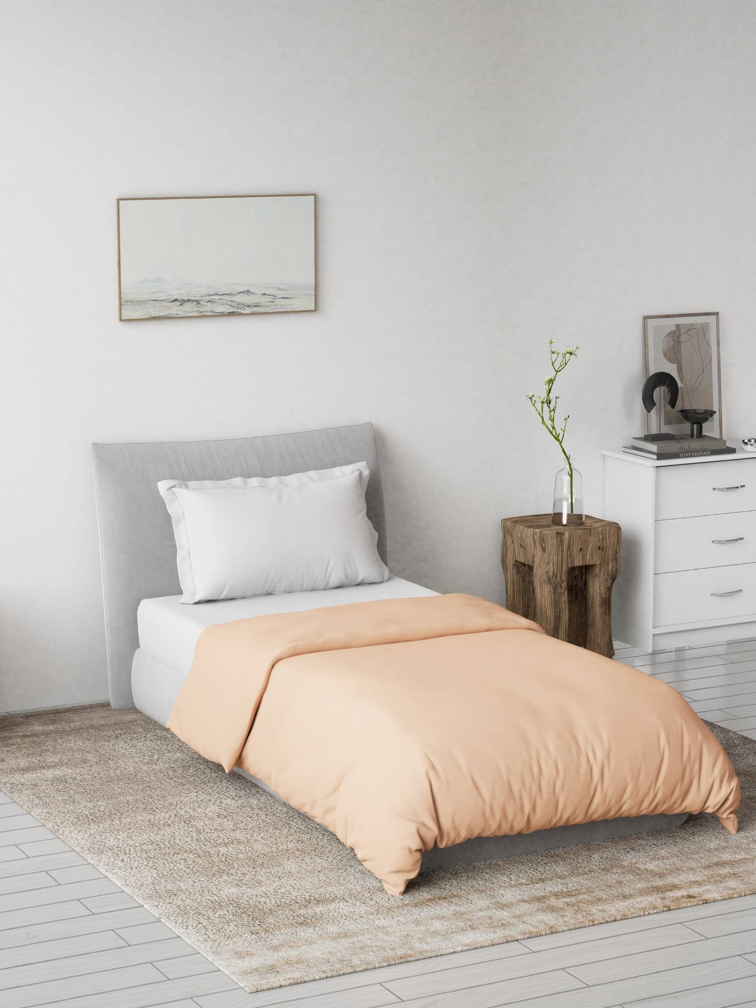Ddecor Live Beautiful 100% Cotton Creme Collection Reversible Ac Room Plain Single Quilt - Orange
