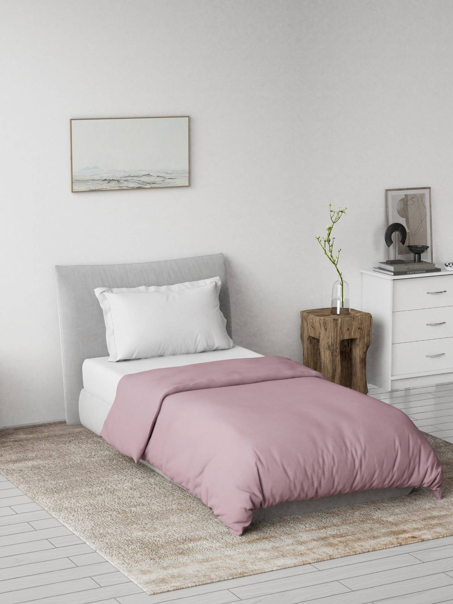 Ddecor Live Beautiful 100% Cotton Creme Collection Reversible Ac Room Plain Single Quilt - Purple
