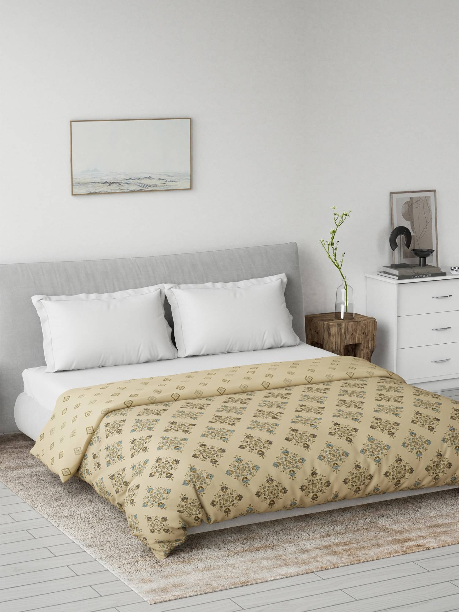 Ddecor Live Beautiful Cotton 180Tc Global Ethnic Reversible Mild Winter Queen Dohar-Beige