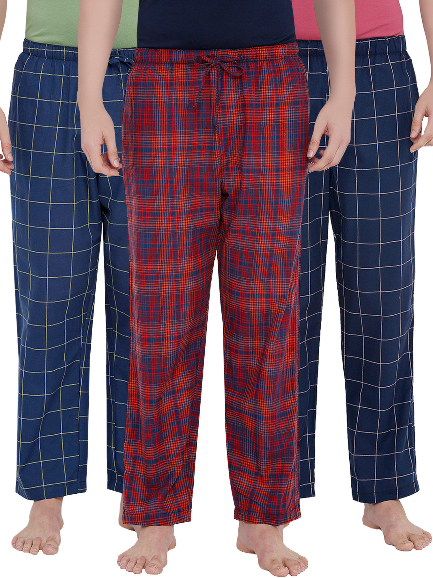 Buy Xyxx Super Combed Cotton Checks Pyjama For Men Pack Of 3 Multi