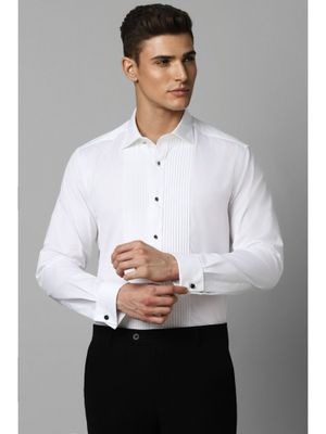 Louis Philippe Men White Classic Fit Solid Full Sleeves Formal Shirt