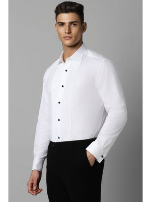 Louis Philippe Men White Classic Fit Solid Full Sleeves Formal Shirt